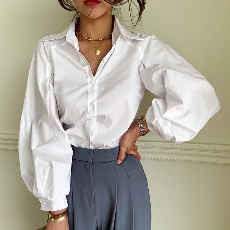 Commute cotton long - sleeved blouse - Taylor K Shop