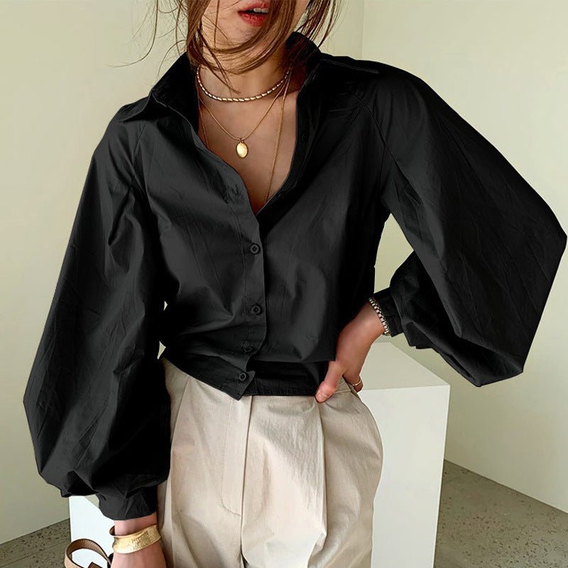 Commute cotton long - sleeved blouse - Taylor K Shop
