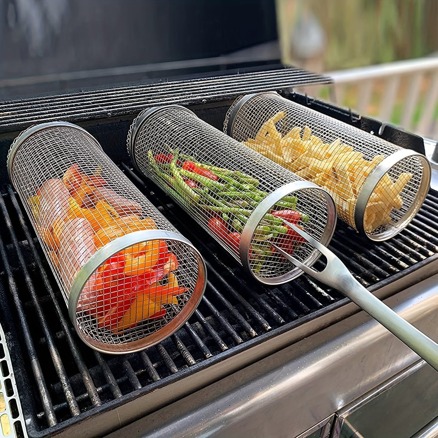 Compact 3Piece Stainless Steel Portable BBQ Grill Set - Taylor K Shop