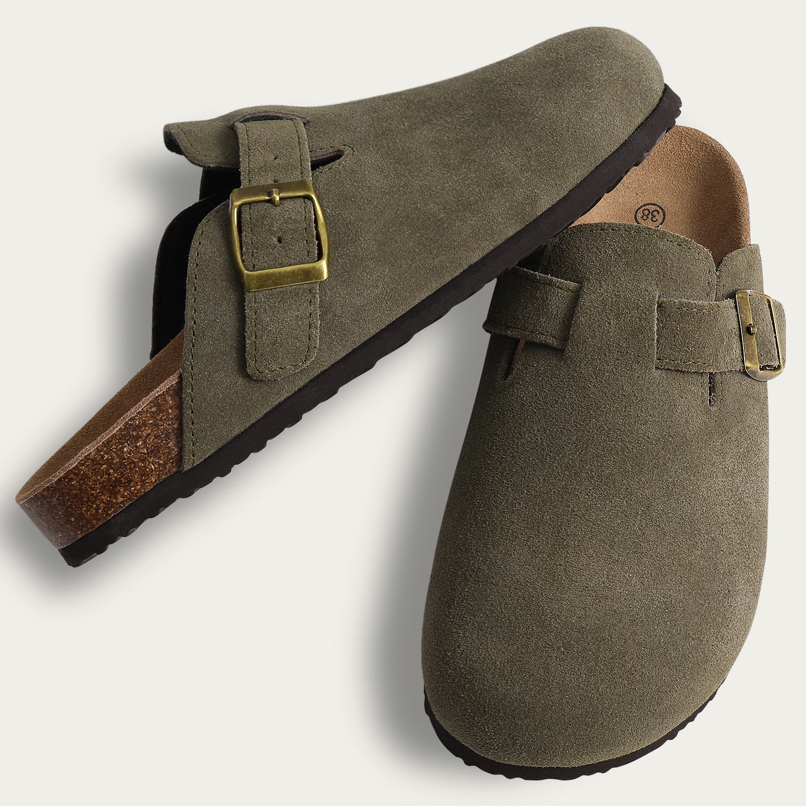 Comwarm Fashion Boston Clogs Women's Suede Mules Slippers Cork Insole Sandals With Arch Support Outdoor Lovers Beach Sandals - Taylor K Shop