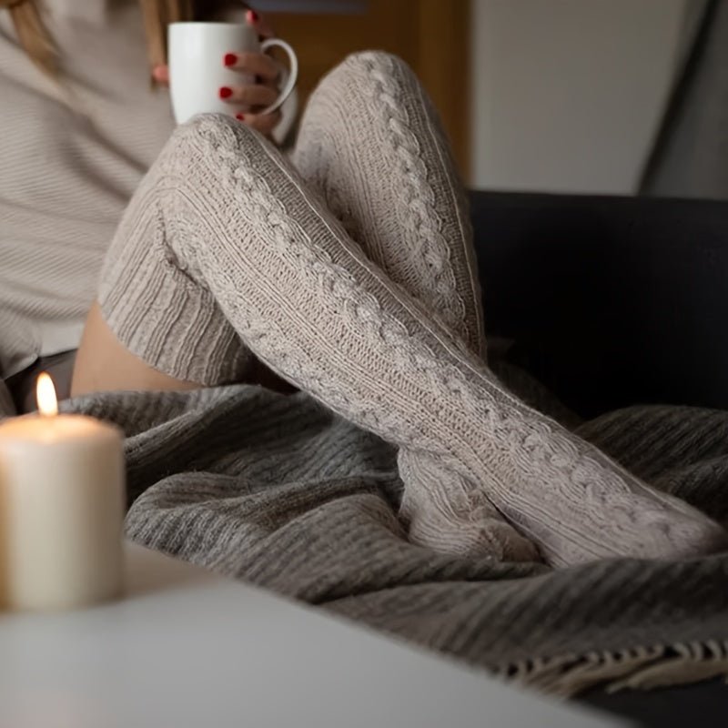 Cozy Womens Thick Knit Knee Socks Winter Warmth Duo - Taylor K Shop