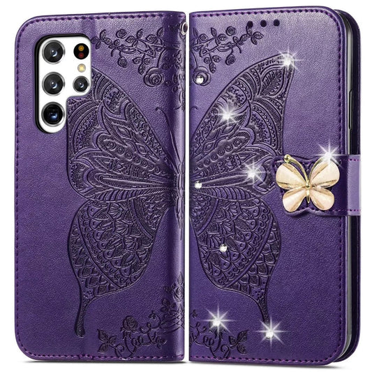 Creative Diamond - encrusted Butterfly Embossed Leather Phone Case - Taylor K Shop