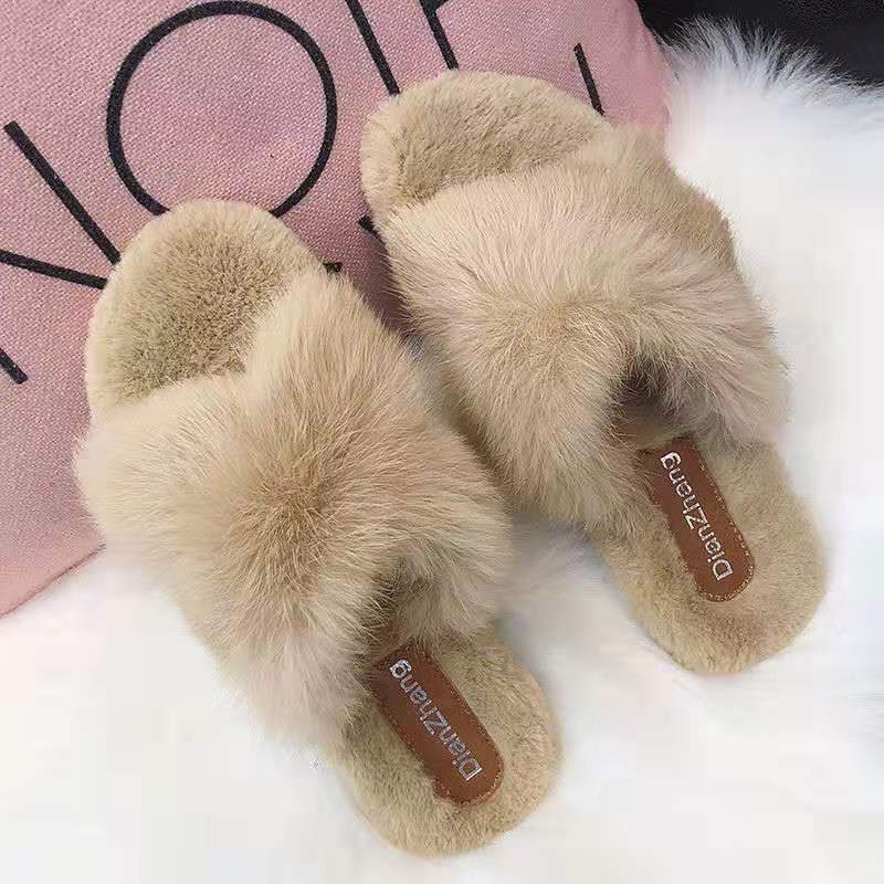 Cross hairy slippers - Taylor K Shop
