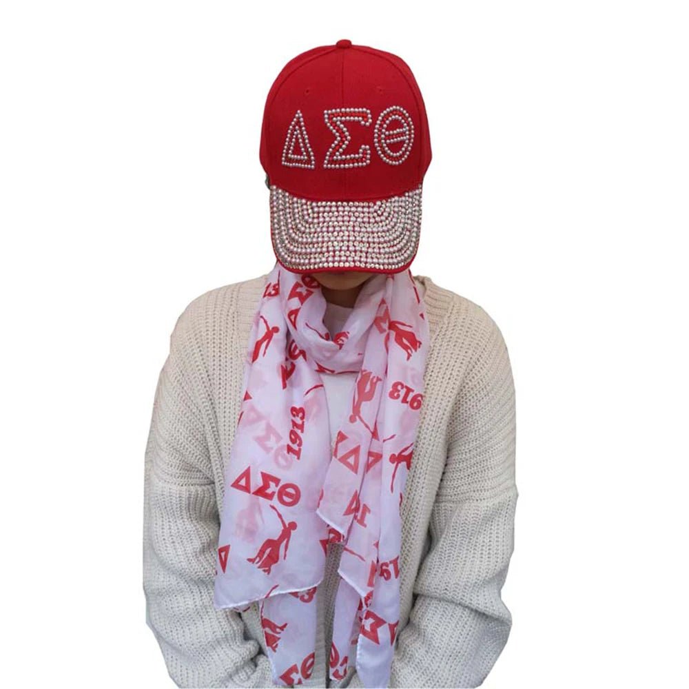 Custom Sorority Rhinestone Cap and Scarf Set - Taylor K Shop