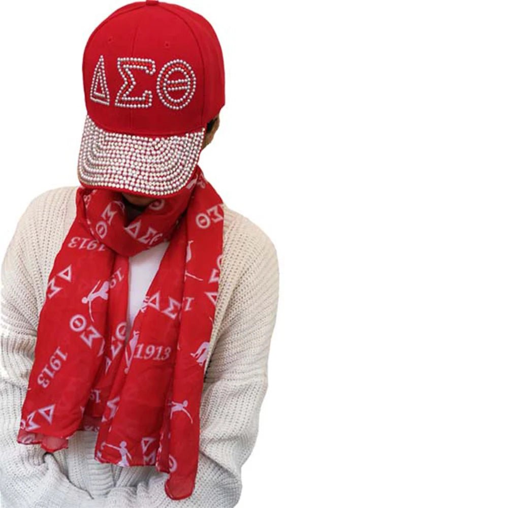 Custom Sorority Rhinestone Cap and Scarf Set - Taylor K Shop