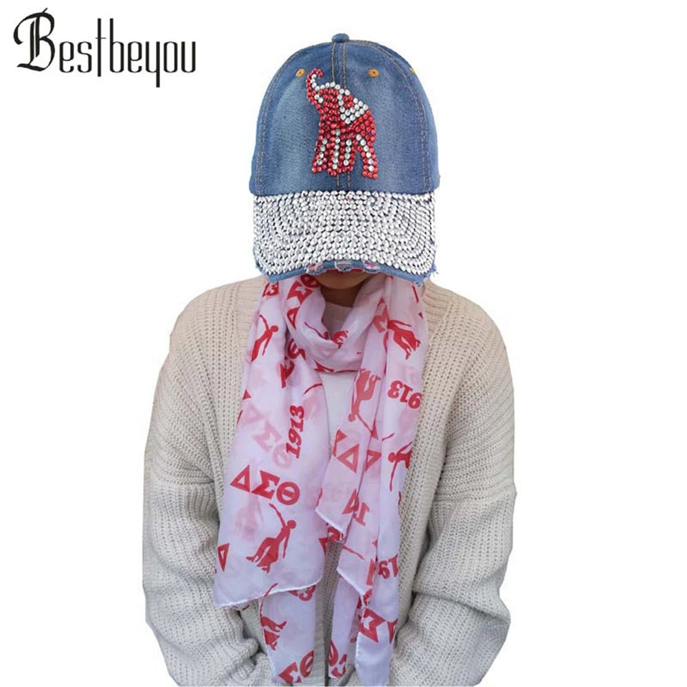 Custom Sorority Rhinestone Cap and Scarf Set - Taylor K Shop