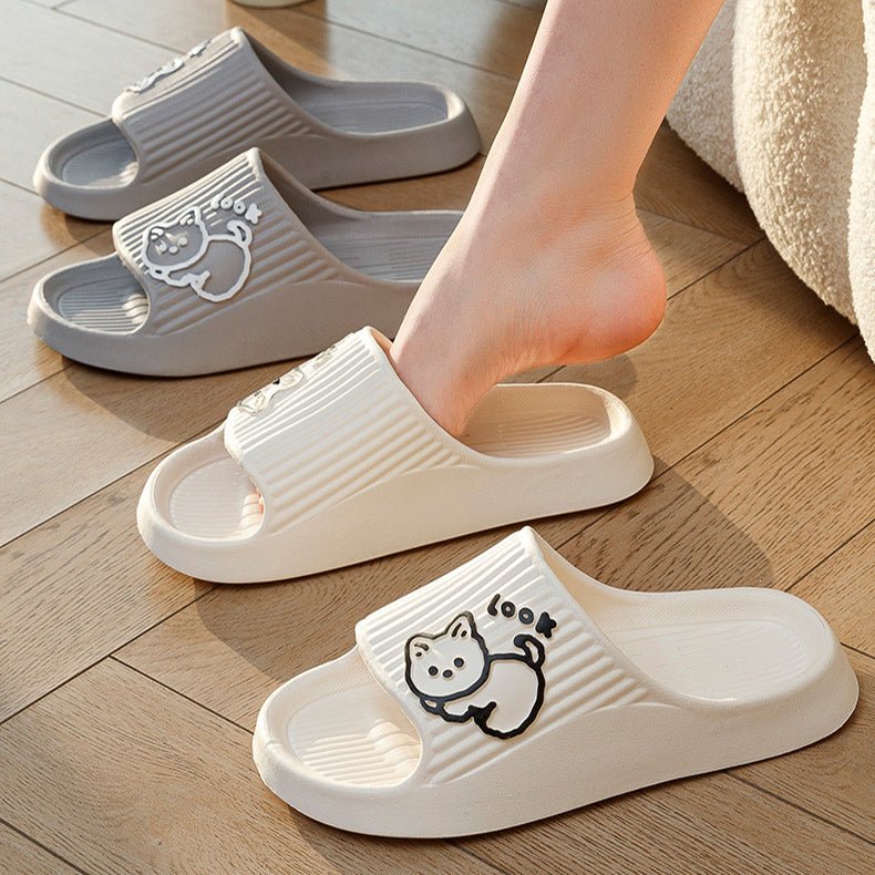 Cute Cat Slippers Summer Women Home Shoes Bath Thick Platform Non - Slip Slides Indoor Outdoor - Taylor K Shop