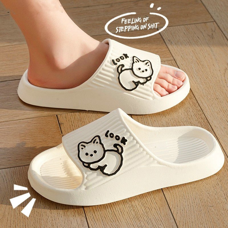 Cute Cat Slippers Summer Women Home Shoes Bath Thick Platform Non - Slip Slides Indoor Outdoor - Taylor K Shop
