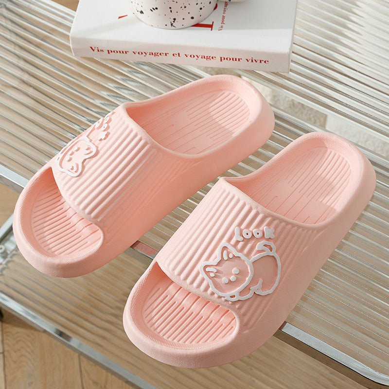 Cute Cat Slippers Summer Women Home Shoes Bath Thick Platform Non - Slip Slides Indoor Outdoor - Taylor K Shop