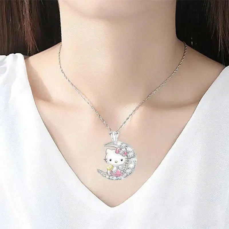 Cute Hello Kitty Moon Pendant Necklace for Girls - Taylor K Shop