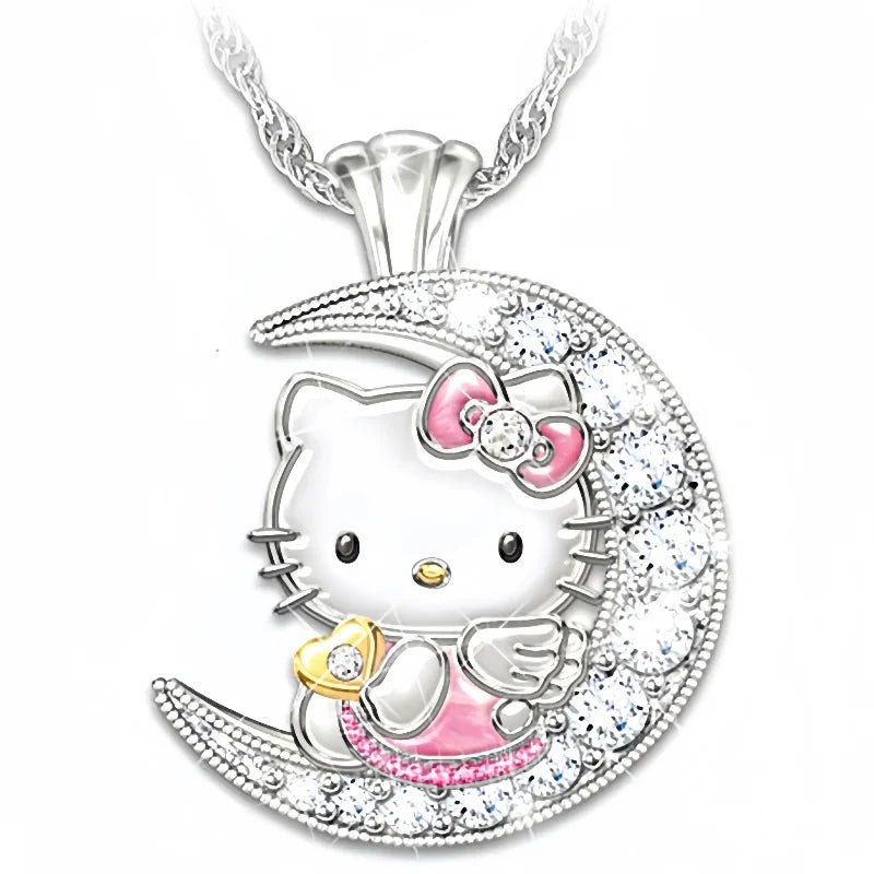 Cute Hello Kitty Moon Pendant Necklace for Girls - Taylor K Shop