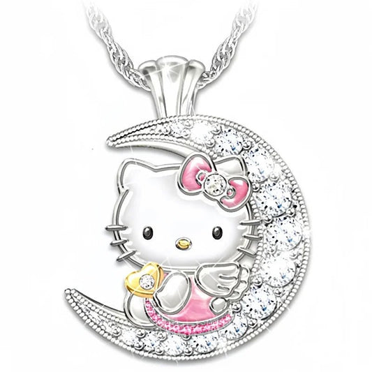 Cute Hello Kitty Moon Pendant Necklace for Girls - Taylor K Shop