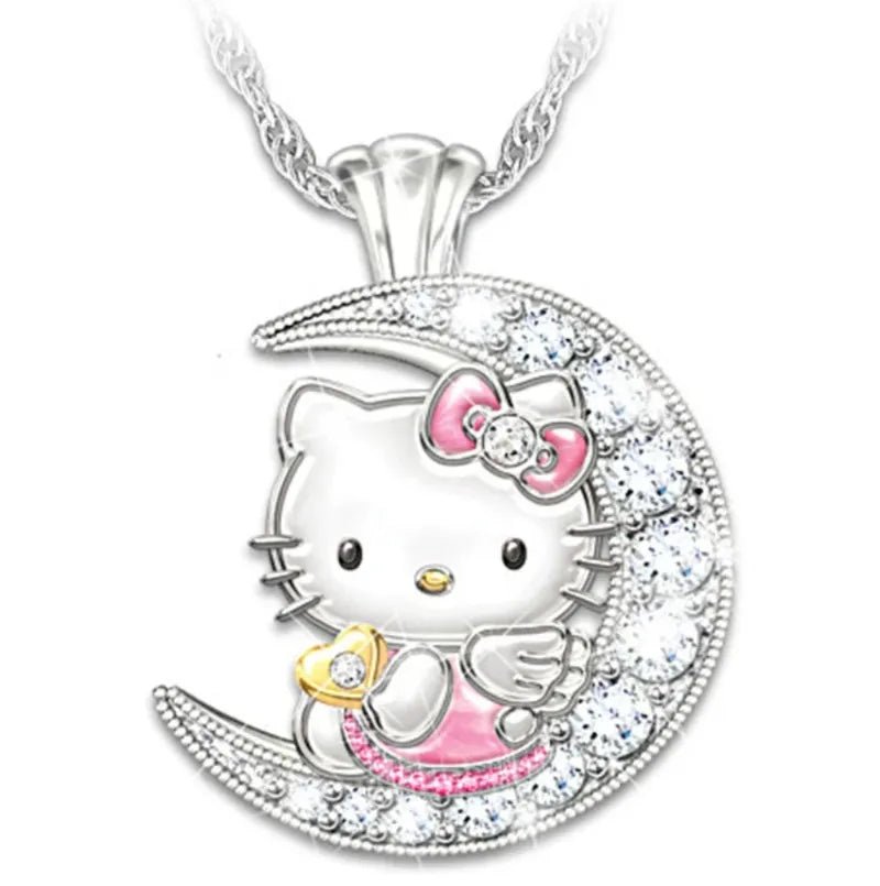 Cute Hello Kitty Moon Pendant Necklace for Girls - Taylor K Shop