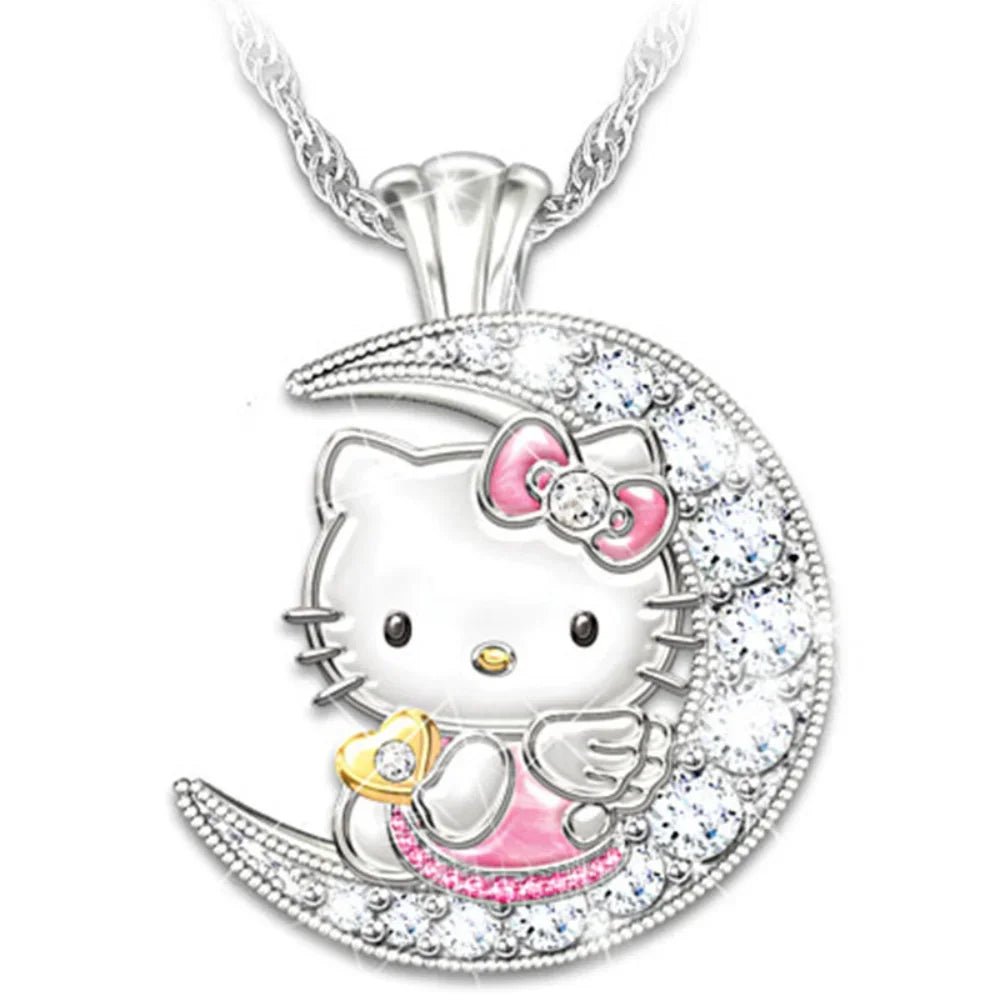 Cute Hello Kitty Moon Pendant Necklace for Girls - Taylor K Shop