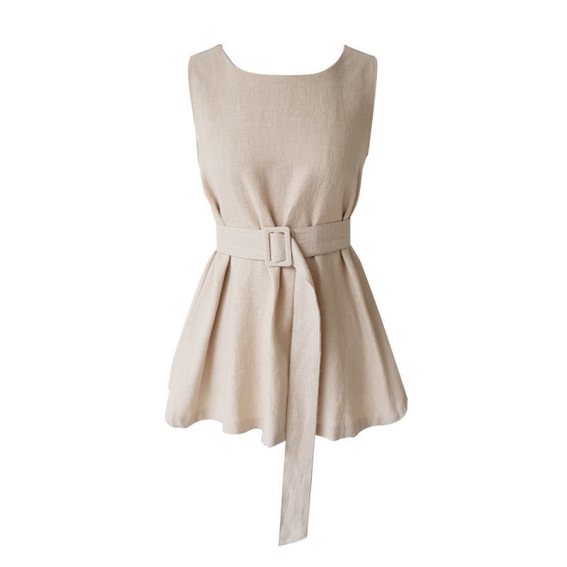 Dames Mouwloze Blouse met Riem - Taylor K Shop