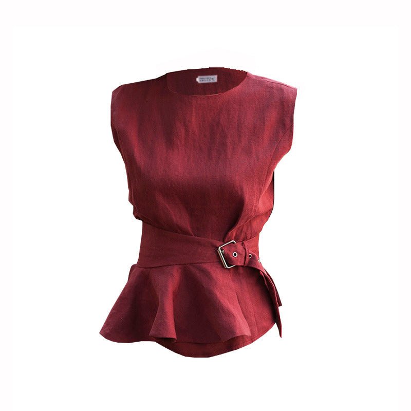 Dames Mouwloze Blouse met Riem - Taylor K Shop