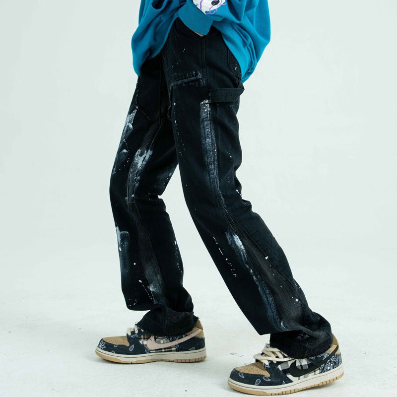 Deconstructed Stitching Jeans With Splash Ink And Paint - Taylor K Shop
