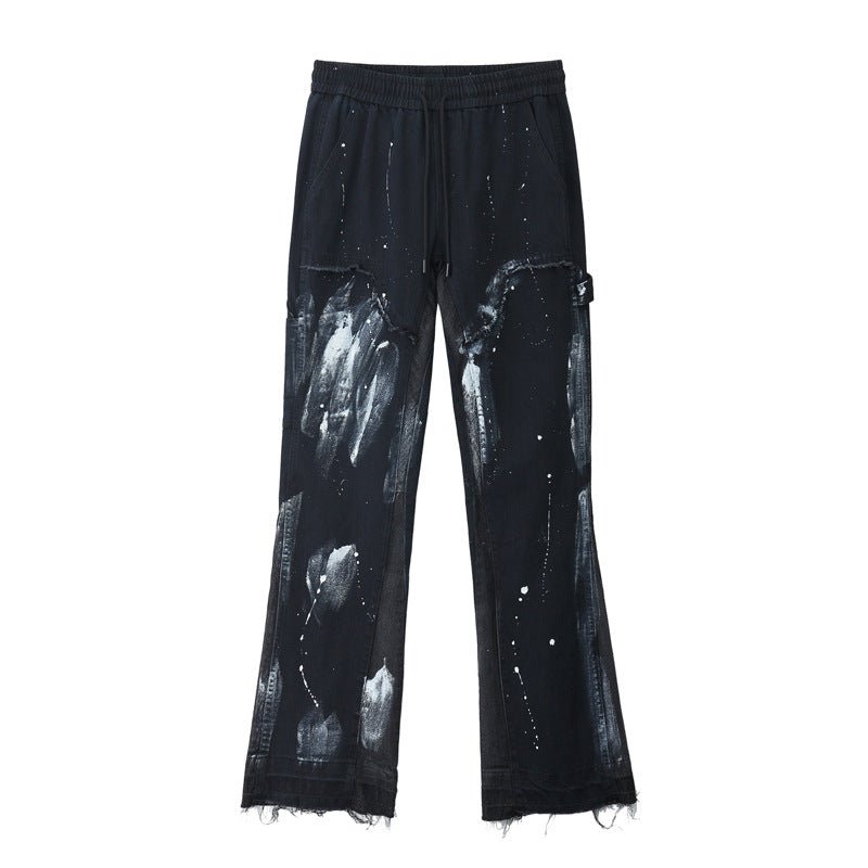 Deconstructed Stitching Jeans With Splash Ink And Paint - Taylor K Shop