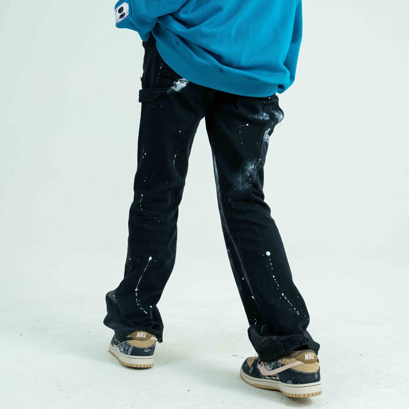 Deconstructed Stitching Jeans With Splash Ink And Paint - Taylor K Shop
