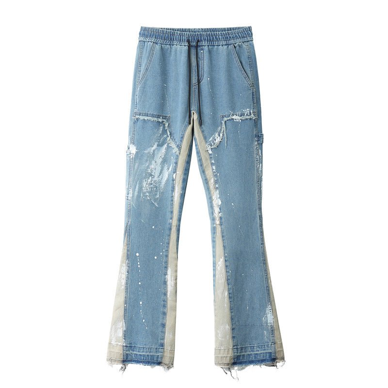 Deconstructed Stitching Jeans With Splash Ink And Paint - Taylor K Shop