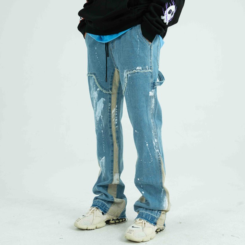 Deconstructed Stitching Jeans With Splash Ink And Paint - Taylor K Shop