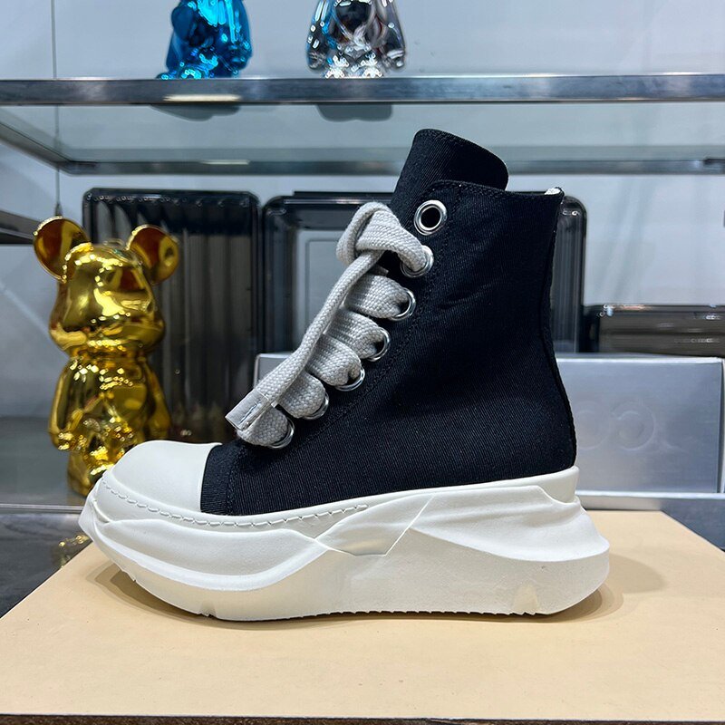 Dekherw Original High Top Ankle Canvas Shoes Men Thick Sole Jumbo Lace Up Women Flats Sneakers Luxury Designer Sneaker - Taylor K Shop