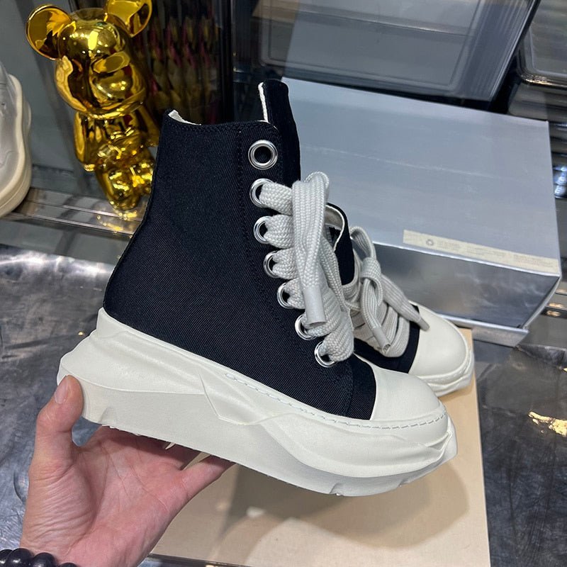 Dekherw Original High Top Ankle Canvas Shoes Men Thick Sole Jumbo Lace Up Women Flats Sneakers Luxury Designer Sneaker - Taylor K Shop