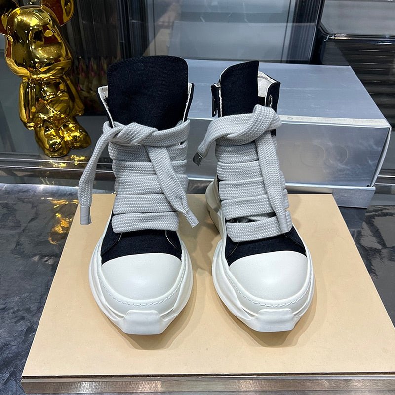 Dekherw Original High Top Ankle Canvas Shoes Men Thick Sole Jumbo Lace Up Women Flats Sneakers Luxury Designer Sneaker - Taylor K Shop