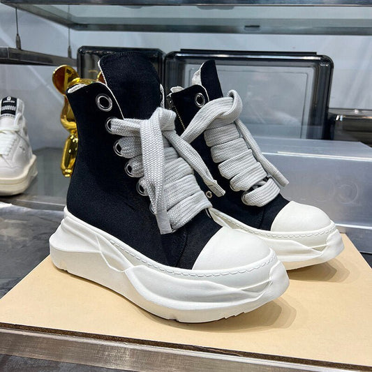 Dekherw Original High Top Ankle Canvas Shoes Men Thick Sole Jumbo Lace Up Women Flats Sneakers Luxury Designer Sneaker - Taylor K Shop