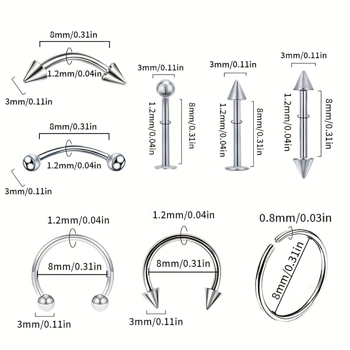 Deluxe 160PCS Stainless Steel Body Piercing Kit - Taylor K Shop