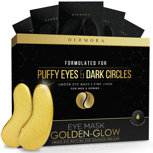 DERMORA Golden Glow Under Eye Patches (30 Pairs Eye Gels) - Rejuvenating Treatment for Dark Circles, Puffy Eyes, Refreshing, Revitalizing, Travel, Wrinkles - Taylor K Shop