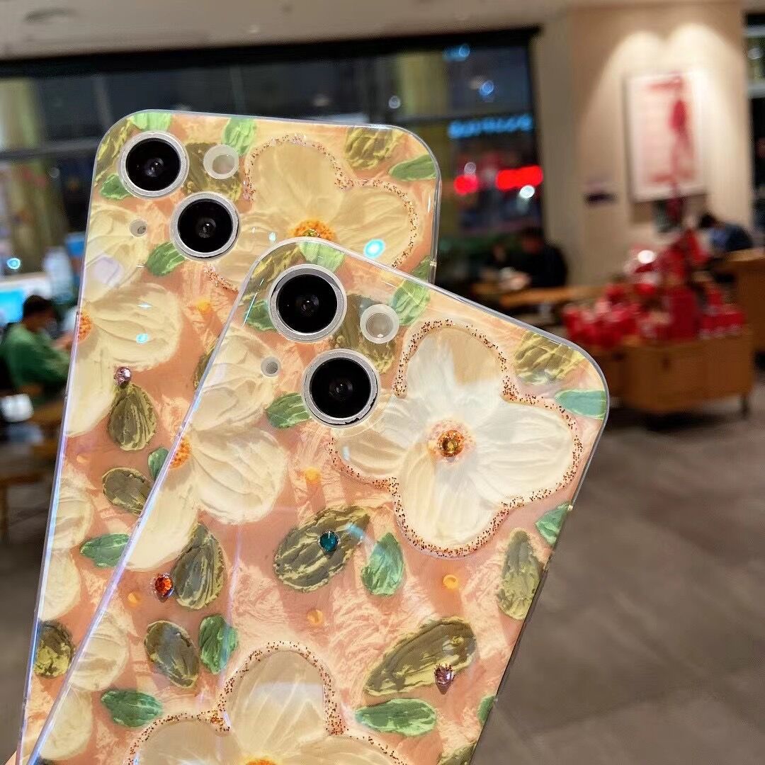 Diamond - encrusted Oil Painting Camellia Shatter - resistant Mobile Phone Case - Taylor K Shop
