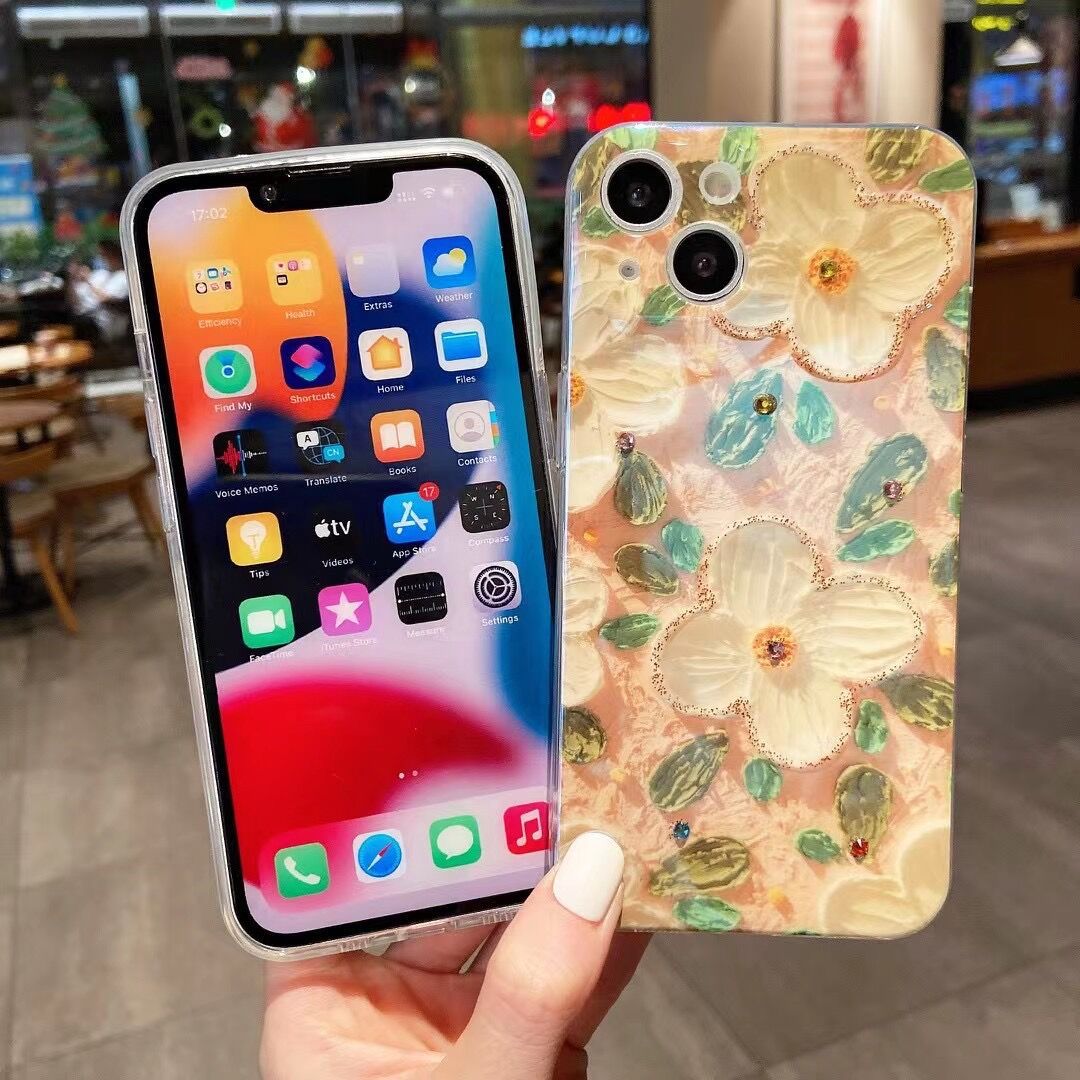 Diamond - encrusted Oil Painting Camellia Shatter - resistant Mobile Phone Case - Taylor K Shop