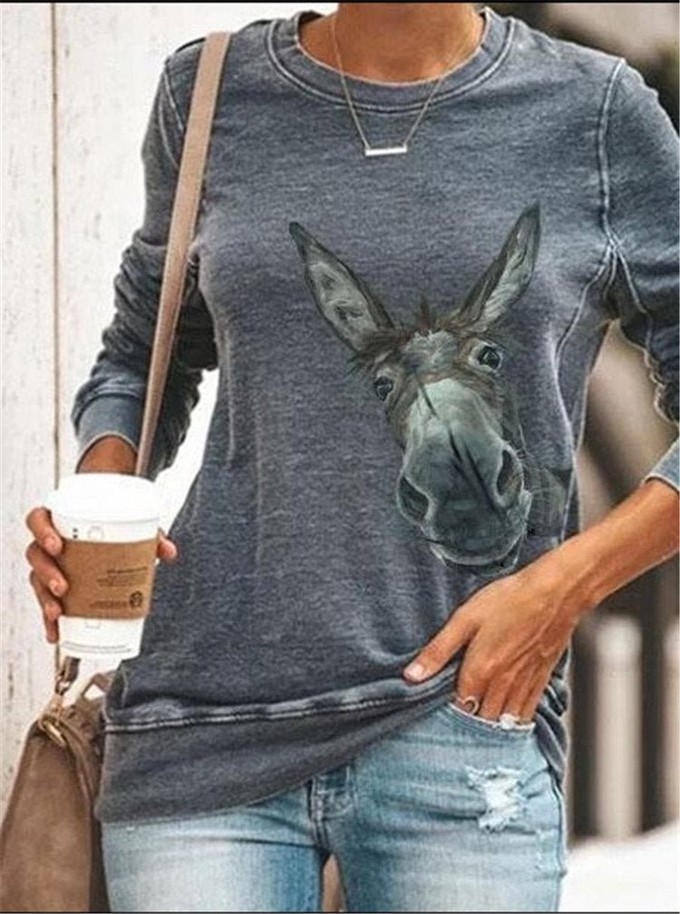 Donkey head printed blouse - Taylor K Shop
