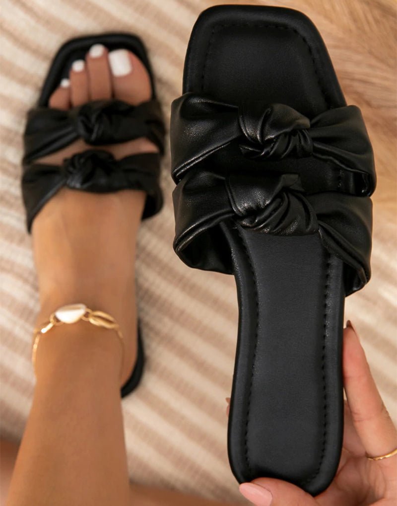 Double Bow Slippers Flat Shoes Summer Outdoor Sandals Non - slip Slides - Taylor K Shop