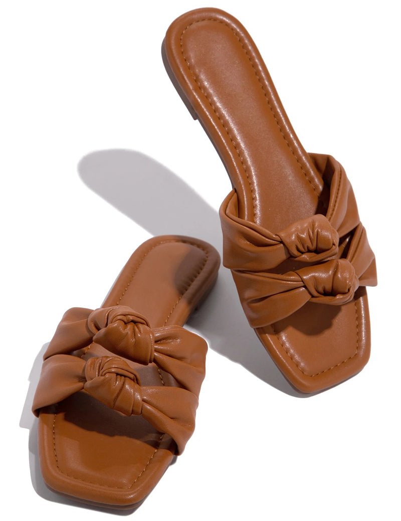 Double Bow Slippers Flat Shoes Summer Outdoor Sandals Non - slip Slides - Taylor K Shop
