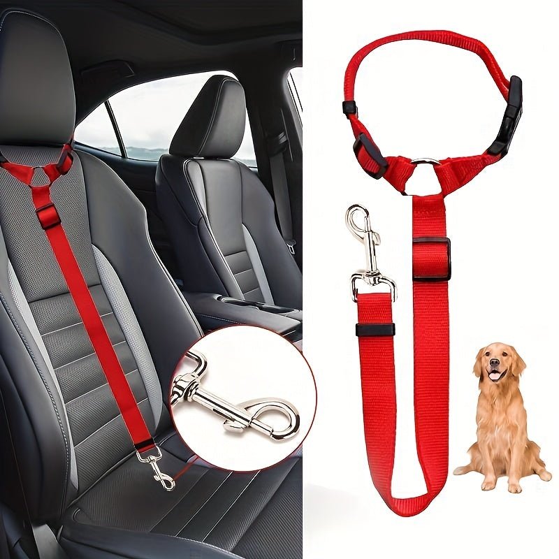 DualFunction Adjustable Dog Car Seat Belt for Safety - Taylor K Shop