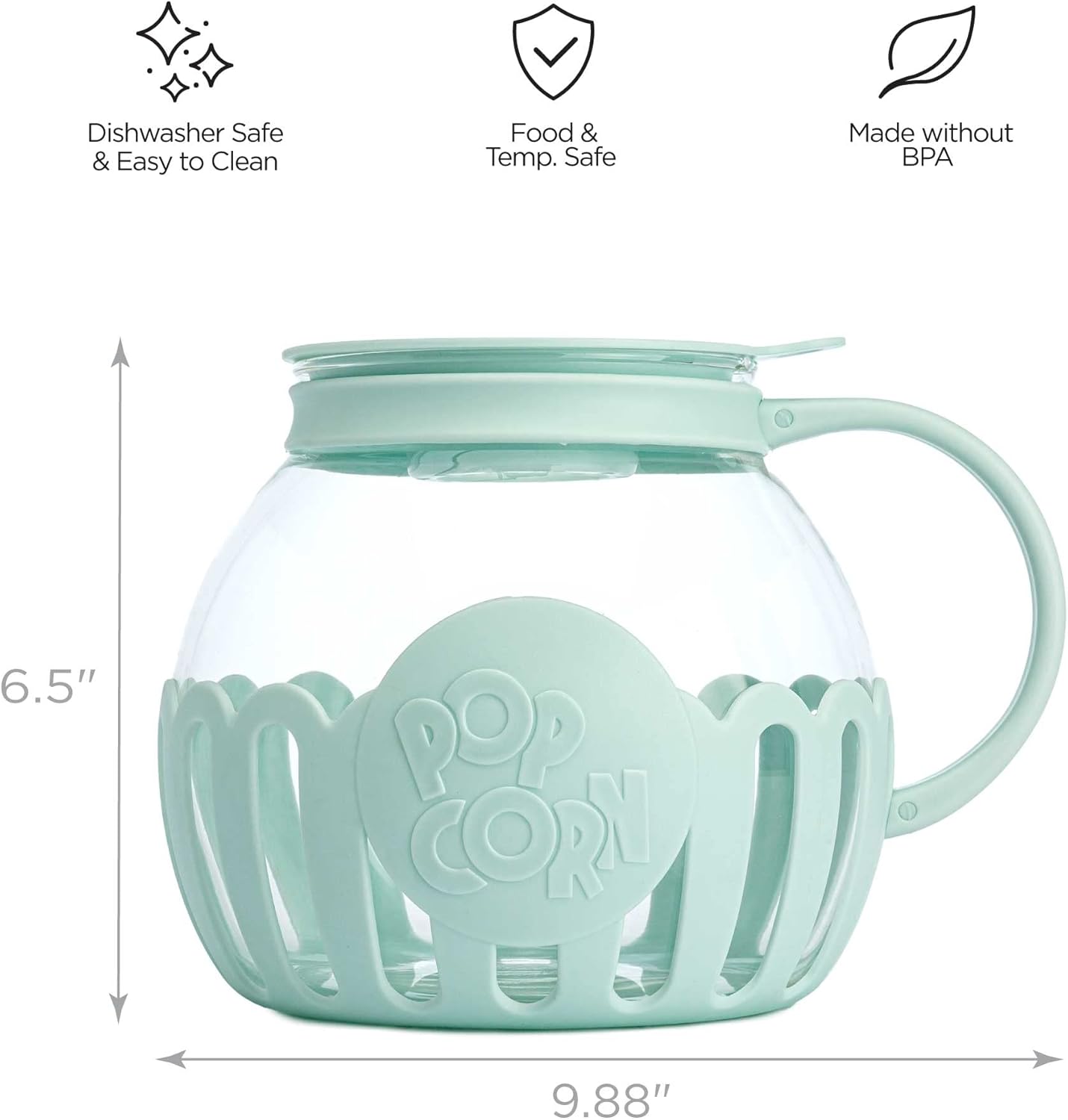 Ecolution MicroPop Glass Popcorn Popper BPAFree Aqua - Taylor K Shop