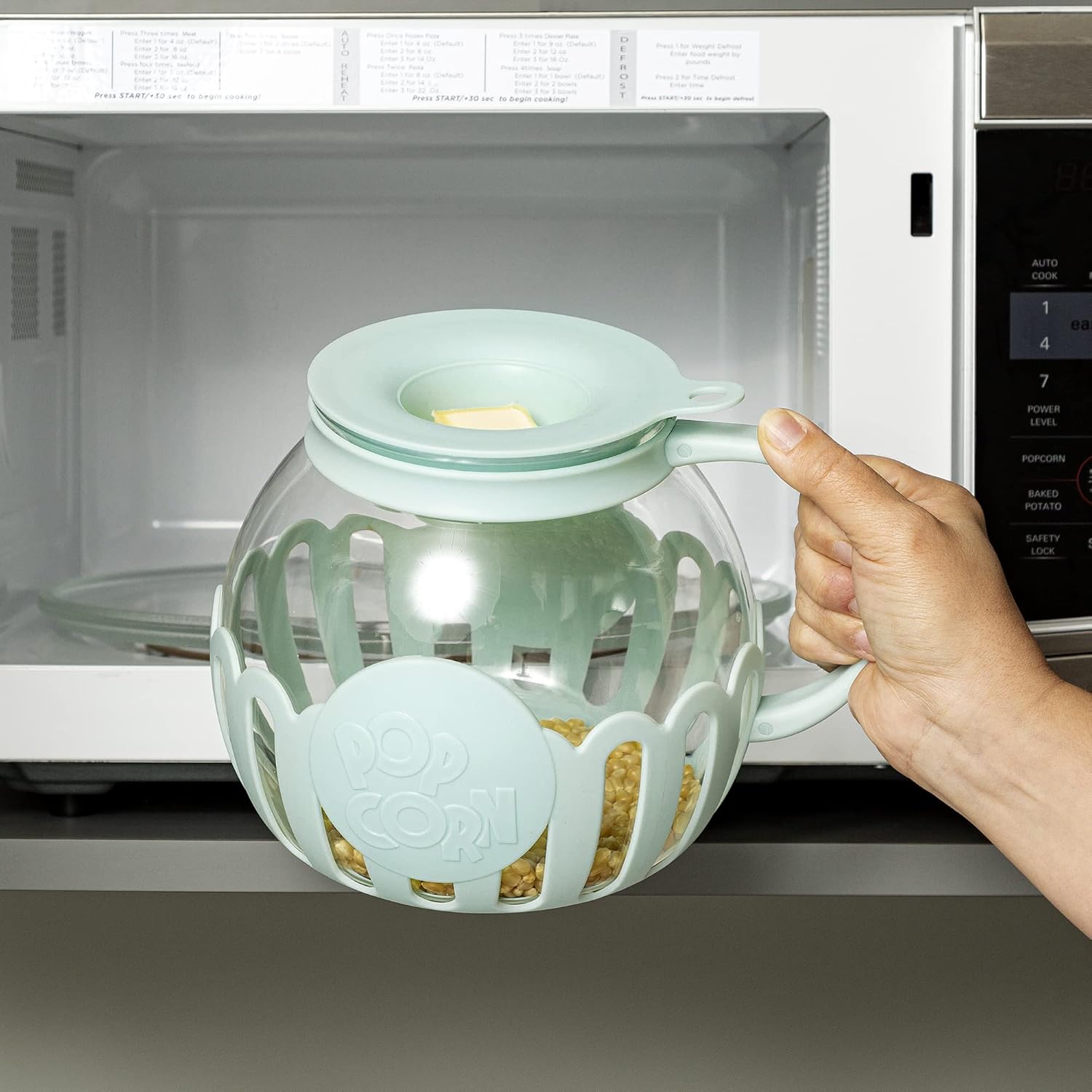 Ecolution MicroPop Glass Popcorn Popper BPAFree Aqua - Taylor K Shop