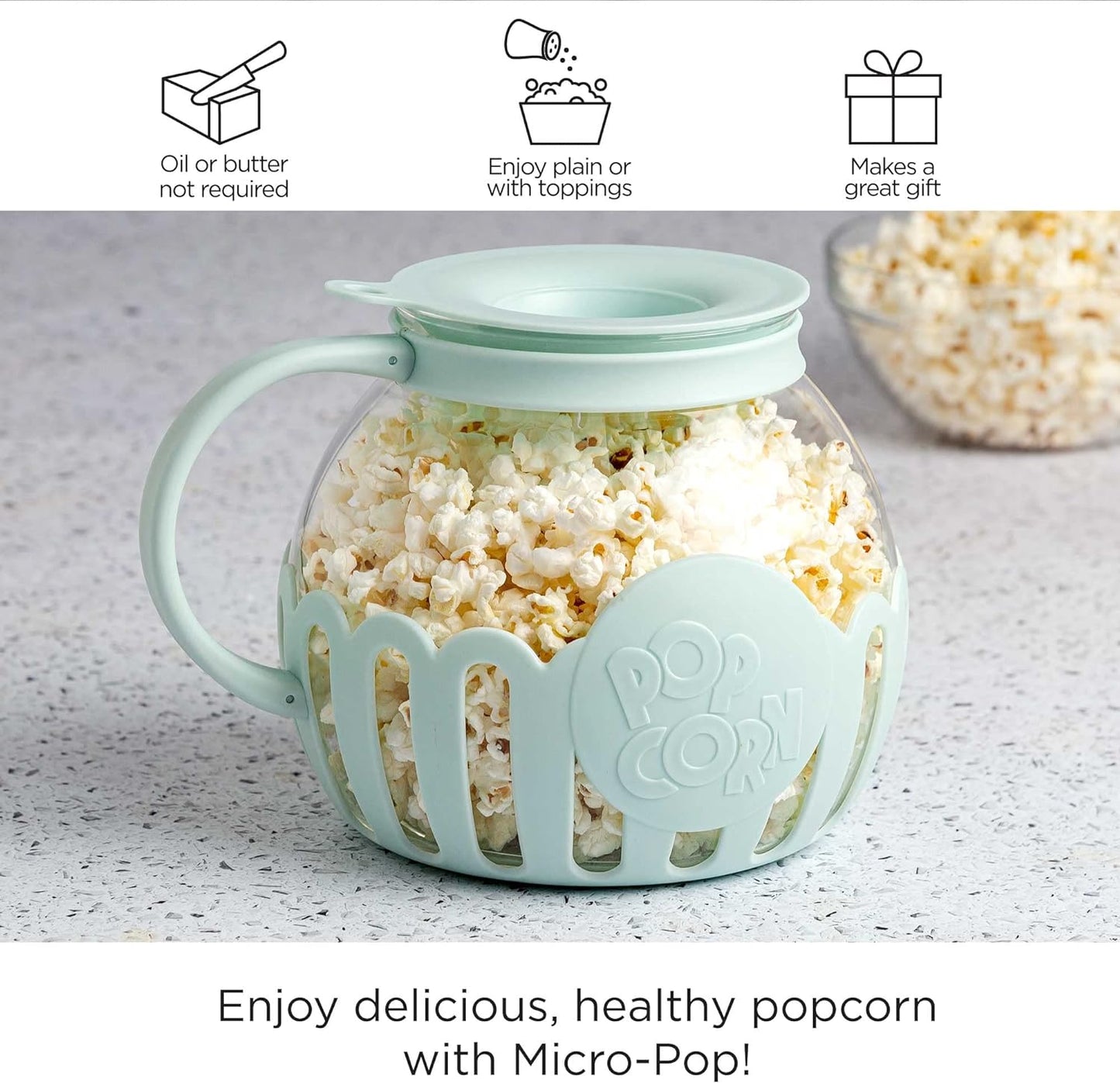 Ecolution MicroPop Glass Popcorn Popper BPAFree Aqua - Taylor K Shop
