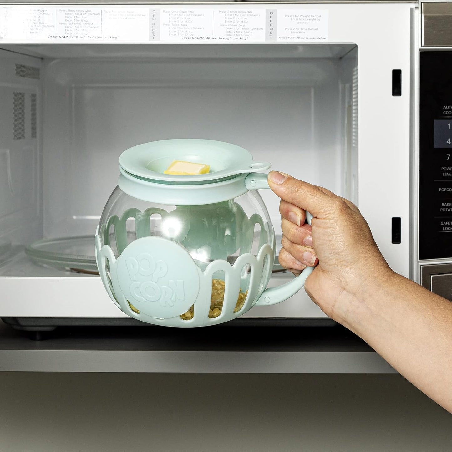 Ecolution MicroPop Glass Popcorn Popper BPAFree Aqua - Taylor K Shop