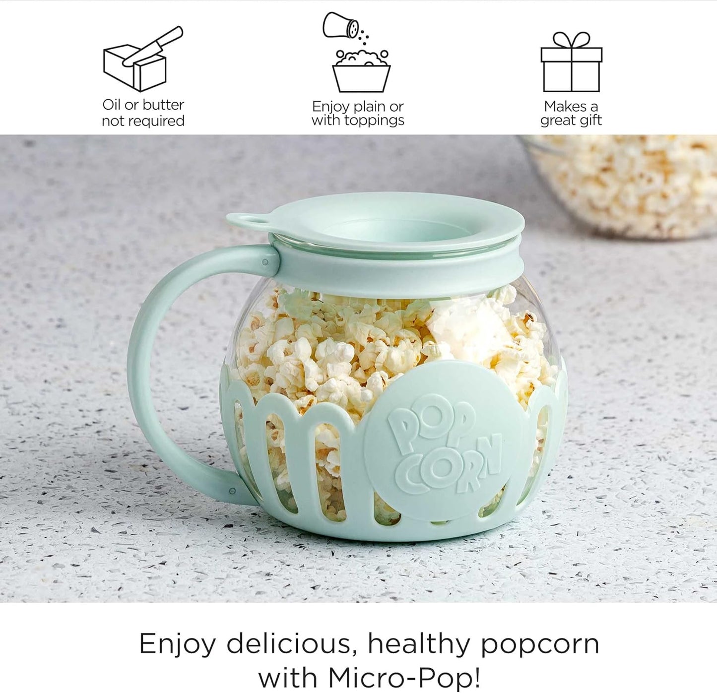 Ecolution MicroPop Glass Popcorn Popper BPAFree Aqua - Taylor K Shop