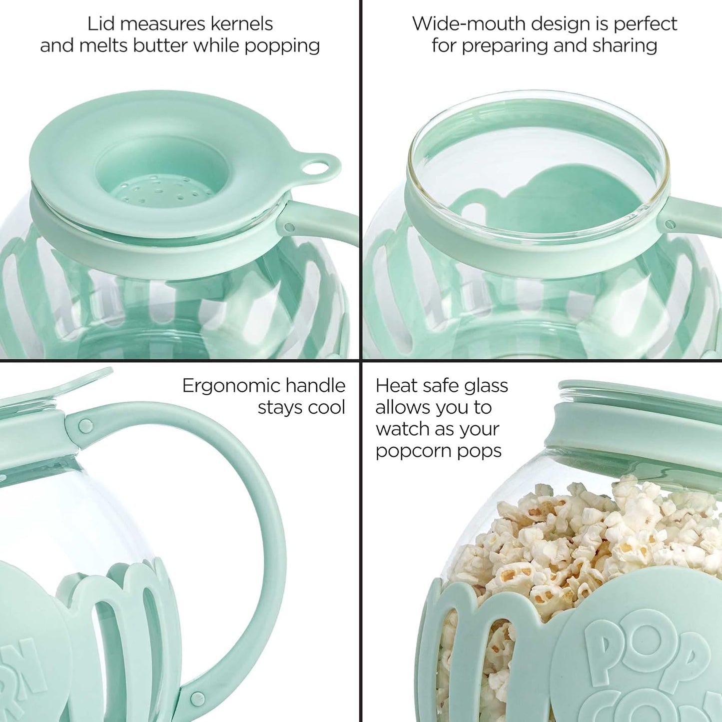 Ecolution MicroPop Glass Popcorn Popper BPAFree Aqua - Taylor K Shop