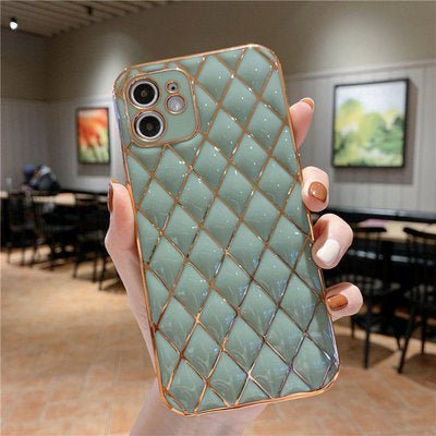 Electroplated Lambskin Phone Case Diamond Grid - Taylor K Shop