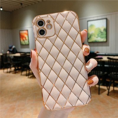 Electroplated Lambskin Phone Case Diamond Grid - Taylor K Shop