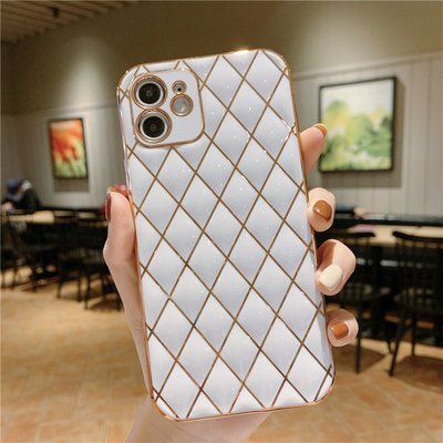 Electroplated Lambskin Phone Case Diamond Grid - Taylor K Shop
