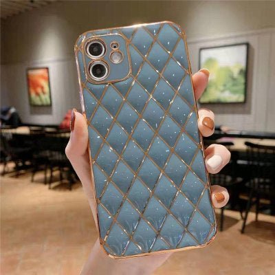 Electroplated Lambskin Phone Case Diamond Grid - Taylor K Shop