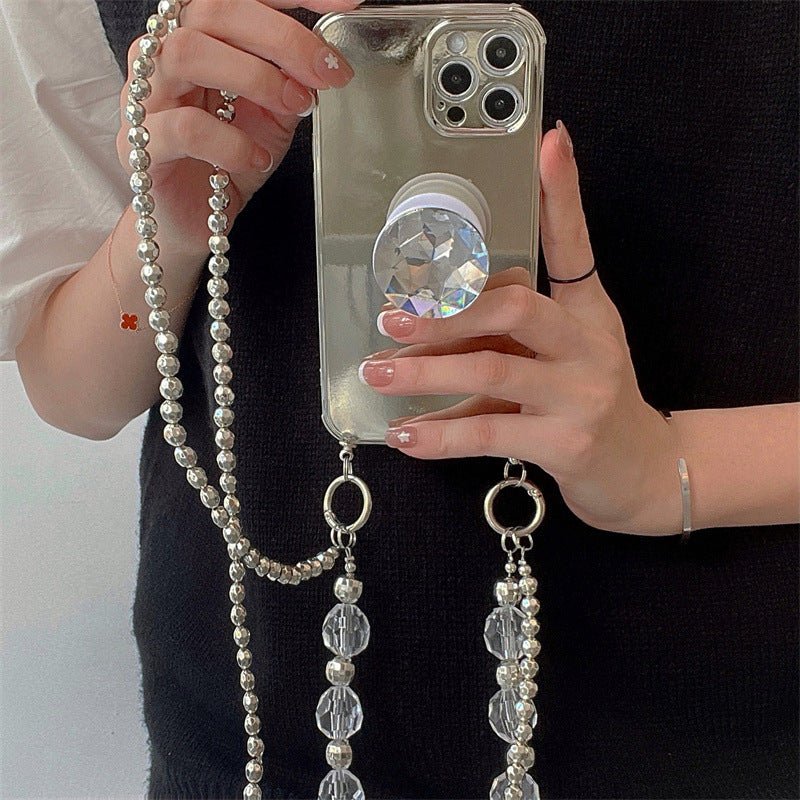 Electroplated Silver Diamond Bracket Chain Phone Case - Taylor K Shop