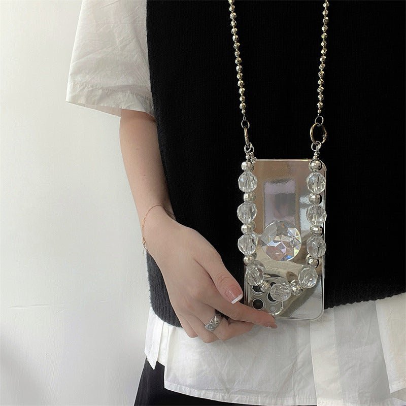 Electroplated Silver Diamond Bracket Chain Phone Case - Taylor K Shop
