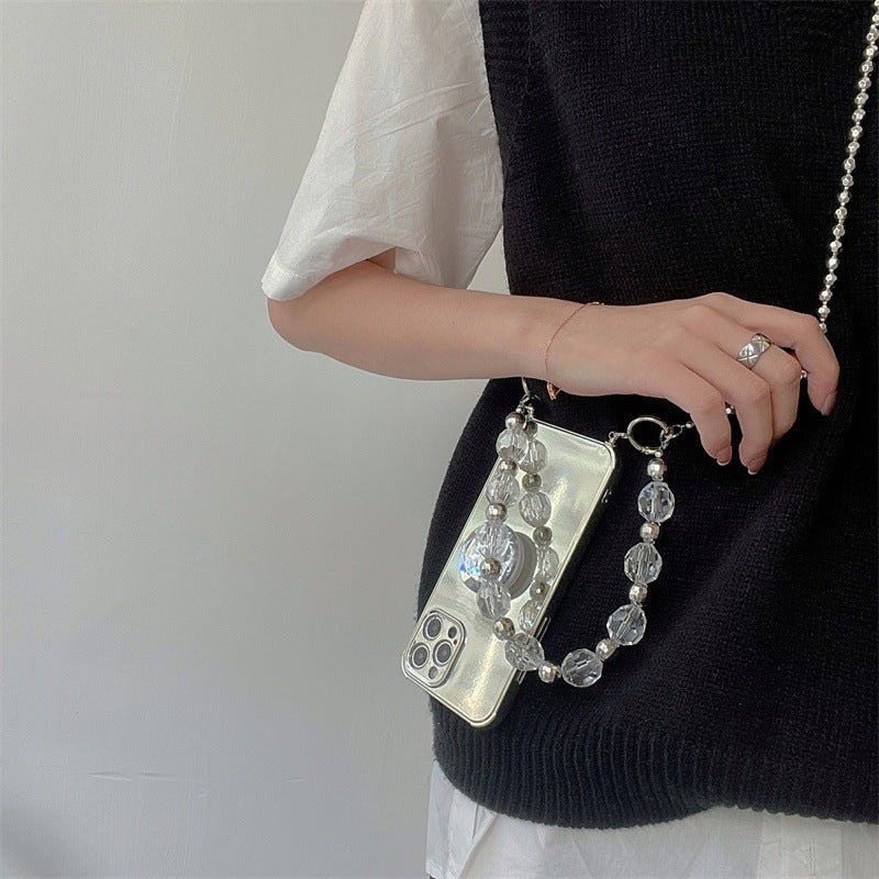 Electroplated Silver Diamond Bracket Chain Phone Case - Taylor K Shop
